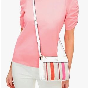 Kate Spade New York Leila Striped Canvas Triple Gusset Crossbody